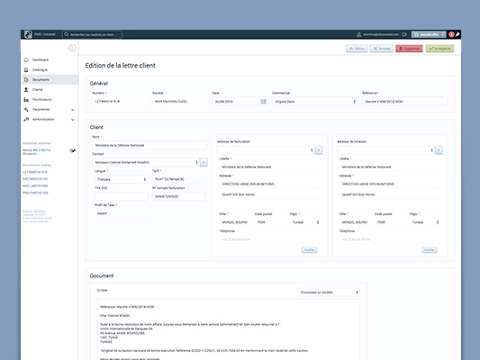 Aperçu de 3 pages de l'interface d'administration de France Machines Outils