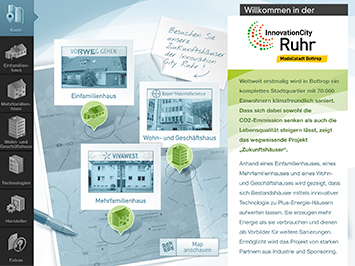 Aperçu de la page d'accueil d'application d'Innovation City Ruhr