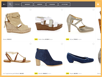 Aperçu de la page liste de la borne interactive de Jef Chaussures