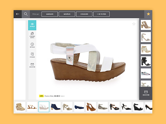 Aperçu de l'interface de la borne interactive de Jef Chaussures