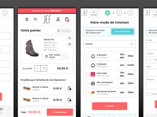 Aperçu du projet de refonte du checkout de Jef Chaussures